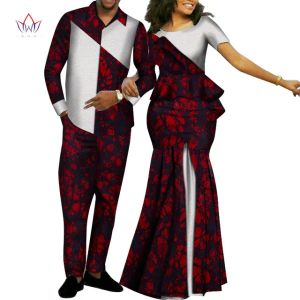 Rompers Africa Style Pary Ubranie dla słodkich miłośników 2019 Bazin Long Women Dress Mens Sets Dashiki Plus Size Wedding Clothing WYQ268