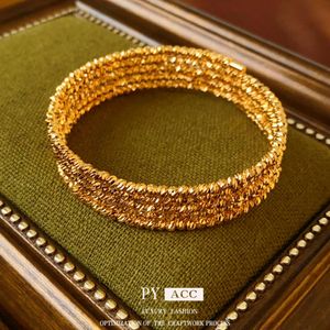 Настоящий золотой гальвалый многослойный открытый браслет модный браслет, маленький высокий уровень и элегантный ремесленник для женщин