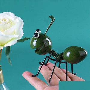 Decorative Objects Figurines 4Pcs Colorf Cute Garden Art Metal Scpture Ant Ornament Insect For Hanging Wall Lawn Decor Indoor Outd Dhch7