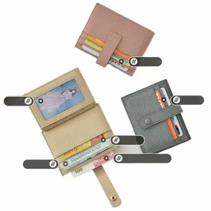 Kvinnor Ultra-Thin Credit ID Card Holder Mini Coin Purse Mey Case Pu Leather Plånbok med klipp för män 2023 Protoble Card Bag C06S#