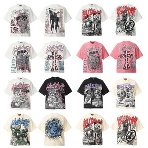 Męskie koszulki Hellstar Tshirt Fashion AOP Kolekcja Evson James Star Vintage krótkie rękawowe koszulka dla mężczyzn