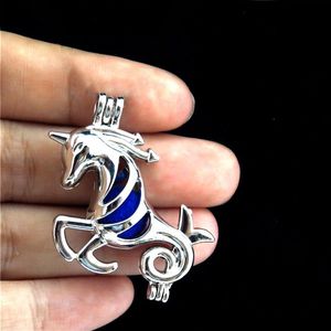 10Pcs Classic Charm Unicorns Pearl Cage Floating Locket Aromatherapy Diffuser Pendant Necklace Bracelet DIY Jewelry Making Bulk