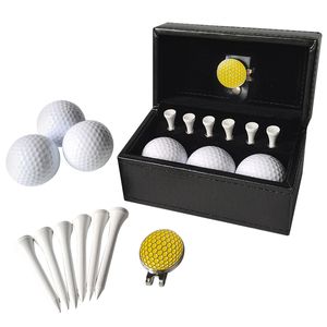 11 PCS/Set Golf Hediye Seti 6 Golf Tees 3 Golf Topları Divot 1 Onarım Aracı ve Deri Taşıma Kutusu Golf Eğitim Aksesuarları