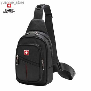 Sportsäcke Schweizer Mode Brustbeutel Freizeit im Freien wasserdichte Schulter -Cross -Body -Tasche Großer Raumkiste Männer Praktische dauerhafte Schlingbeutel Y240410