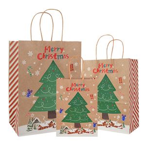 33/27/21cm Large Christmas Paper Gift Bags Merry Christmas Tree Printed 2022 New Year Present Candy Clothes Packaging Bags Paper