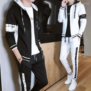 Men's Hoodies Sweatshirt Suit Three-Piece Set 2024 Spring & Fall Arrival Silm Outwear Trendy Casual Menswear Matching Handsome