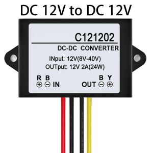 C121202 DC 12V till DC 12V 2A Vattentät spänningsregulator Stapter Adapterbiltillbehör