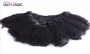 Clip Indian Human Hair Extension Grob Yaki Kinky Curly Clip in Haarverlängerungen 100 brasilianische menschliche Remy -Haare 7 Stücke und 120G1854494