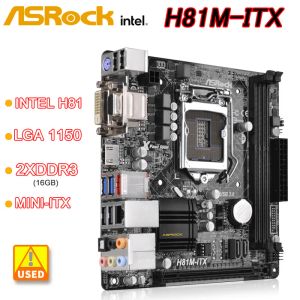 Moderbrädor H81 Moderkort ASROCK H81MITX LGA1150 DDR3 16GB PCIe 2.0 USB3.0 SATA3 MINIITX för Core i7/I5/I3/Xeon/Pentium/Celeron CPU