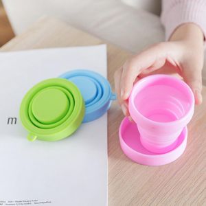 Mini Telescopic Portable Silicone Folding Cup With Dstproof Cover Outdoor Coffee Cups Children Travel Drink Water Food Grade