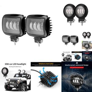 新しい2PCS LEDヘッドライト30Wラウンド/スクエア9-32V IP67防水車ワークライトSUVトラックモーターサイクルヘッドランプ用フォグライト