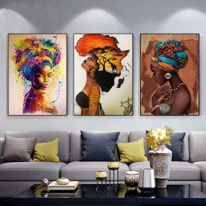 Nordische skandinavische Leinwand Gemälde afrikanische schwarze Nacktfrauplakat und Drucke Wandgraffiti Kunstbilder für Wohnheimdekoration