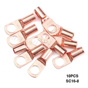 10PCS SC16-8銅リング端子コネクタケーブルラグアイレットスプライスバッテリー端子ボルト穴