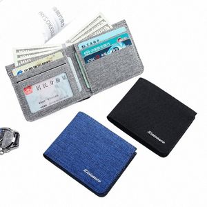 Canvas Short Wallet for Men Card Holder Slim Classic Coin Pocket Photo Holder Kreditkort/ID -innehavare Busin Foldbar plånbok E09U#
