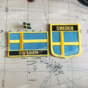 Sverige National Flag Embroidery Patches Badge Shield och fyrkantig stift en uppsättning på tygarmbandets ryggsäck dekoration