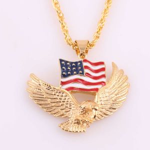 New Hip Hop Jewelry Alloy Gold Plated American Eagle Pendant Necklace