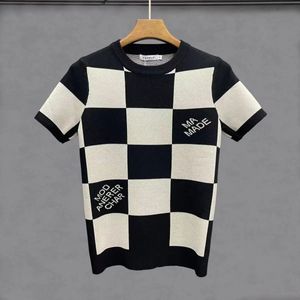 Y2K 2024 Sommer Herren schlanker Vintage Kurzarm T -Shirt Schwarz weiße Plaid gedruckte grafische T -Shirts für Männer Camiseta Maskulina 240410