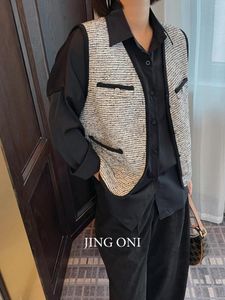 Kamizelki damskie Blazer kamizelki kamizelki Kurtki Topy Spring Y2K 2024 Odzież w stylu koreański styl mody elegancki luksusowy płaszcz bez rękawów