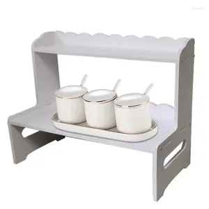 Hooks Desktop Storage Rack Organizer Double Layer Bathroom Counter Organization Portable Desk Shelf