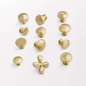 Brass Door Knobs and Handles for Cabinet Kitchen Cupboard l Simple Nordic Furniture Handles Copper Drawer Pulls Round