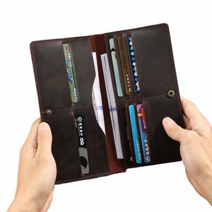 joyir Genuine Leather Wallet Men Leather Lg Wallet Clutch Bag Vintage Male Purse for Checkbook Credit Cards Minimalist Purses 74ef#