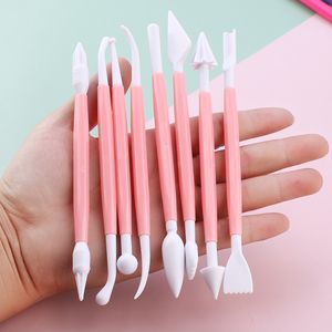 8Pcs Fondant Cake Decorating Modelling Tools 16 Patterns Carving Flower Craft Clay Modeling Baking Accessories Set