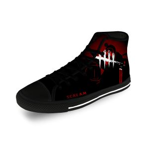 Sapatos Hot Movie Scream Ghostface Horror Casual Fashion 3D Print High Top Sapas de Tela