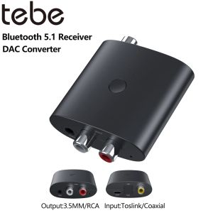 Adapter Tebe Bluetooth 5.1 Ljudmottagare Trådlös DAC -omvandlare Toslink Optisk koaxial till R/L 3,5 mm aux digital till analog adapter