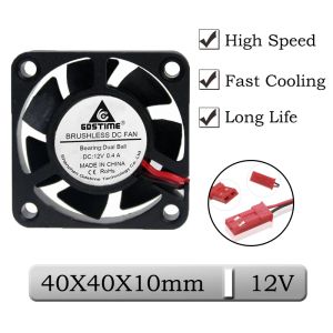 Cooling 1 Pcs Gdstime 12V 4010B 4cm JST 3D Printer Cooler Radiator 40mm 40x40x10mm Dual Ball High Speed Brushless DC Exhaust Cooling Fan