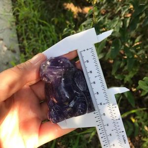 Decorative Figurines 1pc Natural Crystal Purple Mica Carving Toothless Baby Healing Energy Gem Cartoon Character Children's Gifts Decoration