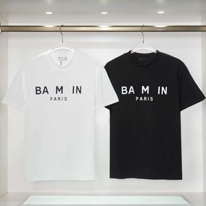 デザイナーラグジュアリーバランクラシック2023男女用の新しいトレンド半袖Tシャツピュアコットンシンプルレタープリントルーズトップ