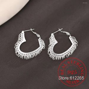 Hoop Earrings 925 Sterling Silver Multi Circles Fringed Heart For Women Girls Piercing Jewelry Women's Party Wedding Pendiente