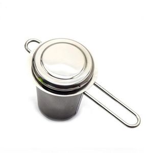 2021 tekanna te -sil med cap rostfritt stål Loose Leaf Tea Infuser Basketfilter stort med LID9096108