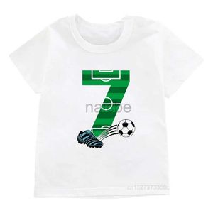 Tシャツハッピーバースデーフットボールクラウン1-7年プリントキッズTシャツ男の子8-11ナンバージムシューズデザインティーチルドギフトベイビートップ240410