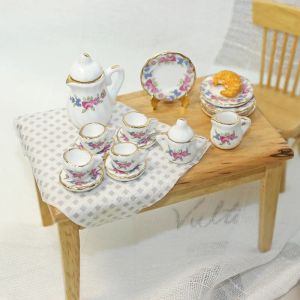 Adollya 1/6 1/4 1/3 BJD Doll House Accessoires Mini Schreibtisch Top China Tee Tasse Flaschengeschirr Set für Puppenspielzeug für Kinder Geschenk