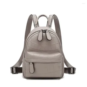 Backpack Genuine Leather Female Embossing Workmanship Fashion Women's Leisure Knapsack Black Gray 10pcs/lot Wholesale