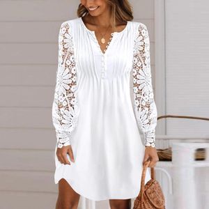 XXL 3XL Plus Size Lace Lady Long Sleeved Dress Women Clothing Spring Winter Large Elegant Vestidos Formal Occas Skirt 240410