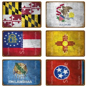 30x20cm Inghilterra illinois National Flag Metal Sign Colombia USA Plate vintage per Poster Wall Home Restauranti Decorazioni artigianali YK099