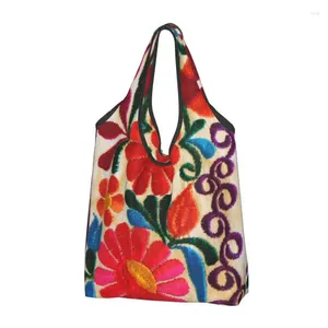 Stume di stoccaggio Fiori messicani ricami artistici Dhroghers Borse per la spesa donne Donne tessile Floral Shopper Shopper Borsetta di grandi dimensioni