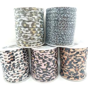 5mm 20m/roll Leopard Lycra Cord Hollow Stitched Elastic Band Rope Milk Fiber Fabric Stripe