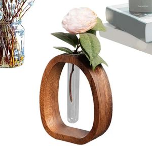 Vaser teströr transparent glas blomma vaskruka träram skrivbord prydnader hemmakontor dekoration