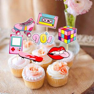 Retro throwback cupcake toppers 80s 90 -tals tema födelsedagsfest kakor dekorationer radio boombox cupcake topper decennium fest gynnar