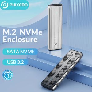 Gabinete phixero m.2 portocol dual ssd nvme gabinete 10gbps ssd para adaptador USB NGFF SATA Caixa externa do tipo C HD Caixa de armazenamento para PC Mac