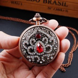 Pocket Watches Antique Vintage Pocket Personlig Multi Diamond Multi Color Design Halsband Quartz Clock Womens Unisex Gift Souvenir Y240410