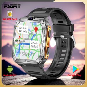 Watches Dual Cameras Smart Watch 4G Network Sim Card 1.96 tum GPS WiFi NFC 16G ROM Google Play IP67 Android Men Women Fitness Smartwatch