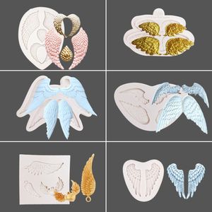 Angel Wings Fondant Silicone Molds Baby Birthday Cake Decorating Tools Cupcake Resina Argila Moldes de cozinha Baking Acessorie M536