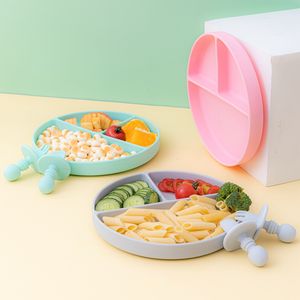 Baby Silicone Dining Plate BPA grátis sorriso adorável rosto de almoço pratos de cozinha pratos de frutas crianças alimentando pratos de jantar tigelas