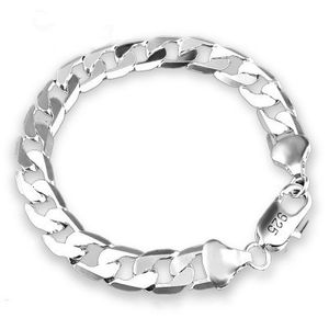 Kette 925 Sterling Silber Armband Seitwärts Silber 6mm8mm 10mm Frauen Frauen Schmuck 230411