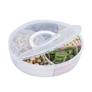 Plates Divided Serving Tray With Lid Plastic Fruit Storage Round Multi Functional Candy Nut Box Universal For Home