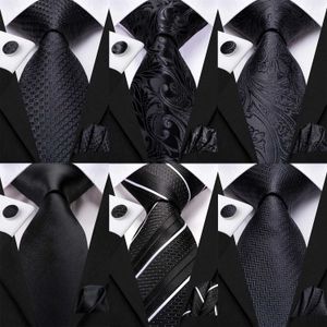 Neck Ties Hi tie Black Flower Silk Wedding Tie Mens Handheld Cufflinks Elegant Necklace Mens Fashion Designer Business Party PendantC240410